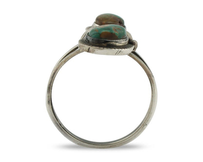 Navajo Ring 925 Silver Natural AAA Blue Turquoise Artist Signed Tom Willeto C80s