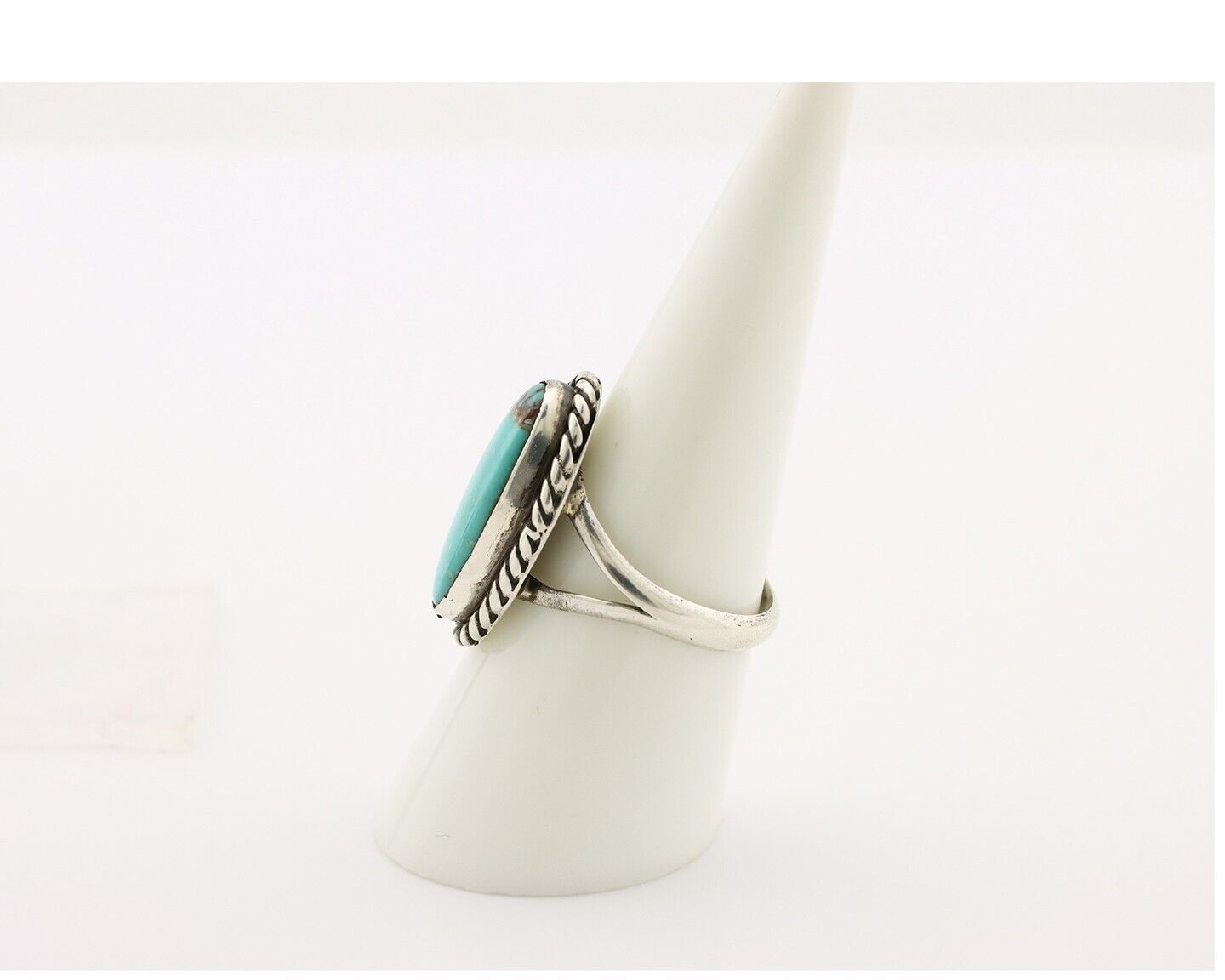 Navajo Ring 925 Silver Kingman Turquoise Artist Signed M Montoya C.80's