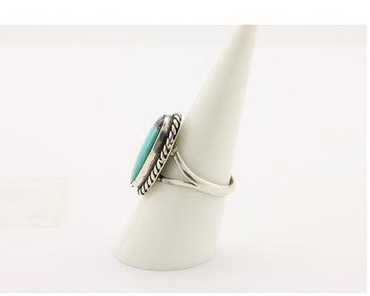 Navajo Ring 925 Silver Kingman Turquoise Artist Signed M Montoya C.80's