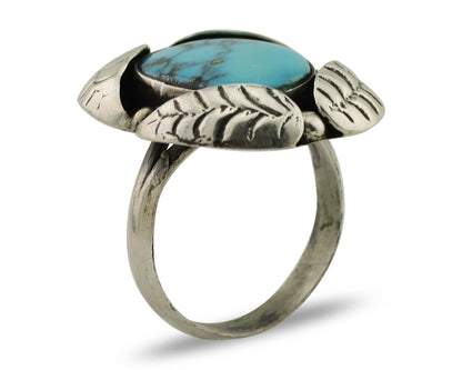 Navajo Ring 925 Silver Natural Turquoise Native American Artist C.80's