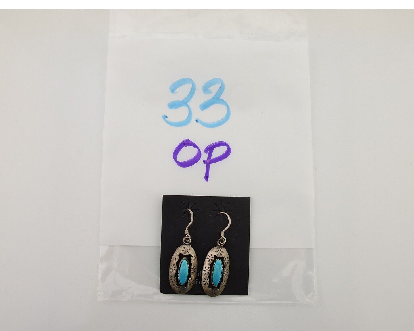 Navajo Dangle Earrings 925 Silver Natural Blue Turquoise Signed IJC C.80's