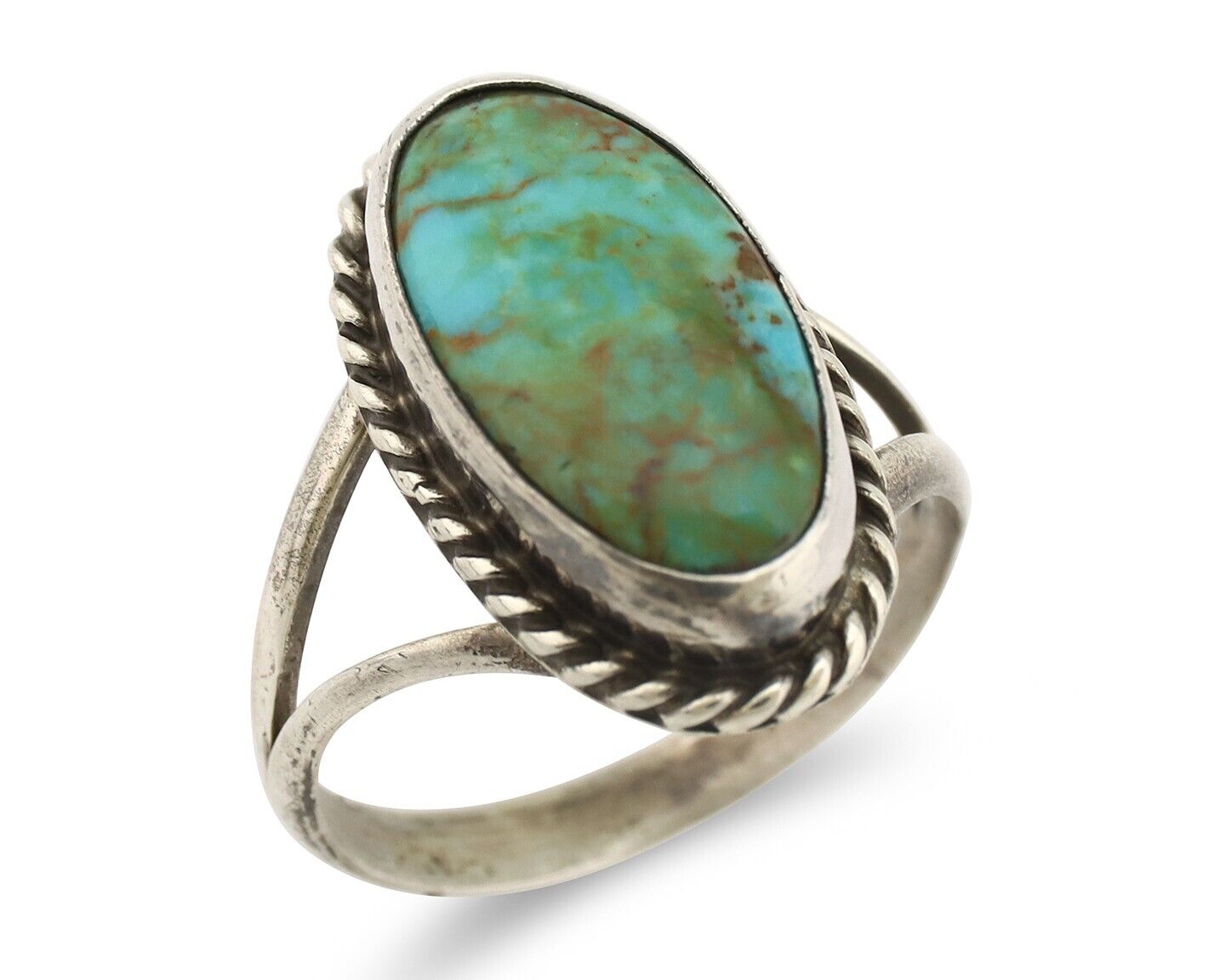 Navajo Ring 925 Silver Kingman Turquoise Artist Native American Signed C.80's