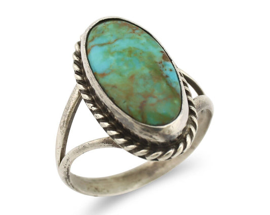 Navajo Ring 925 Silver Kingman Turquoise Artist Native American Signed C.80's
