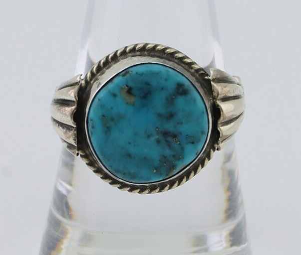Navajo Handmade Ring 925 Silver Blue Turquoise Native American Artist C.80's