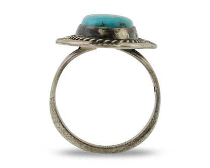 Navajo Ring 925 Silver Natural Turquoise Native American Artist C.80's