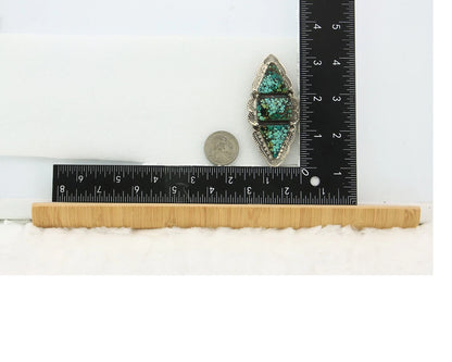Navajo Handmade Pin Sterling Silver Turquoise Vintage Artist Signed GB