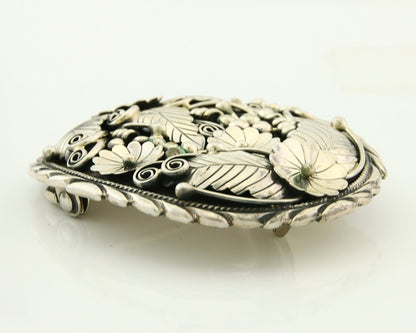 Navajo Belt Buckle 925 Sterling Silver Artist Signed DL 2.25x2.8 in C.80's
