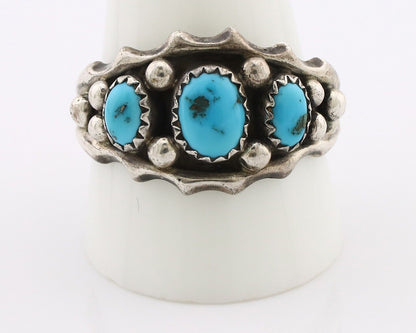 Navajo Ring 925 Silver Blue Turquoise Artist Signed SkyStone Creations C.80's