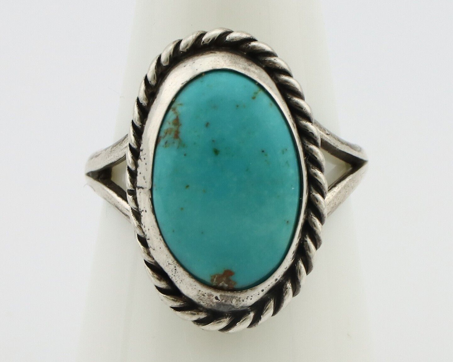 Navajo Ring 925 Silver Kingman Turquoise Native American Artist C.80's