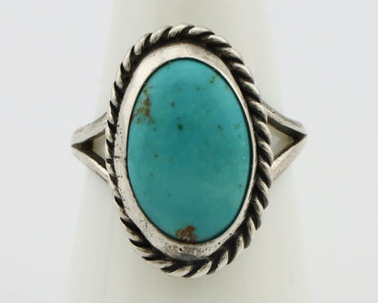 Navajo Ring 925 Silver Kingman Turquoise Native American Artist C.80's
