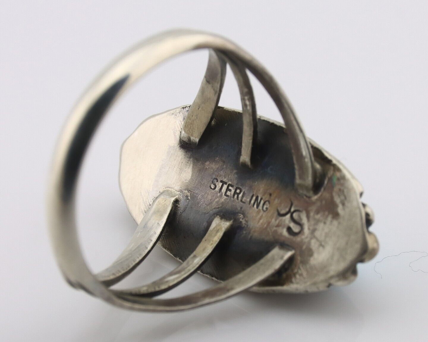 Navajo Ring .925 Silver Sleeping Beauty Turquoise Signed SkyStone Creations C80s