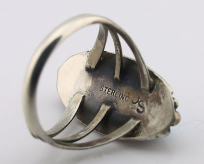 Navajo Ring .925 Silver Sleeping Beauty Turquoise Signed SkyStone Creations C80s