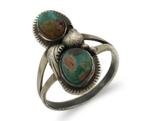 Navajo Ring 925 Silver Natural AAA Blue Turquoise Artist Signed Tom Willeto C80s