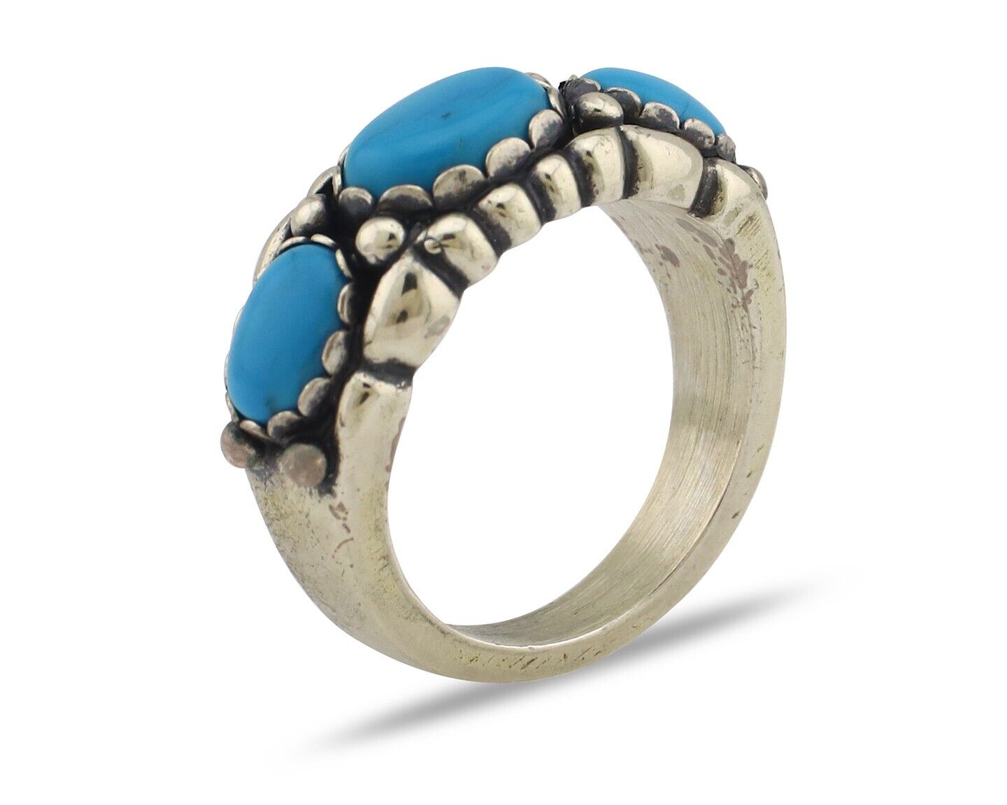 Navajo Ring 925 Silver Sleeping Beauty Turquoise Artist Signed Wheeler C.80's
