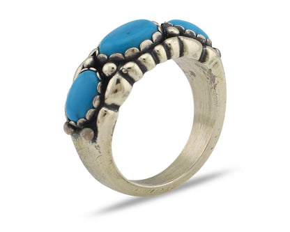 Navajo Ring 925 Silver Sleeping Beauty Turquoise Artist Signed Wheeler C.80's