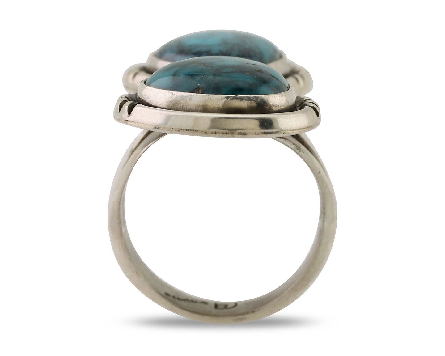 Navajo Handmade Ring 925 Silver Natural Tuquoise Artist Signed RD C.80's