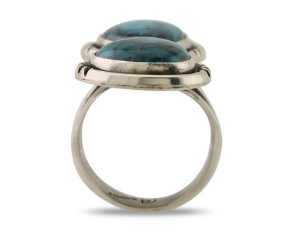 Navajo Handmade Ring 925 Silver Natural Tuquoise Artist Signed RD C.80's