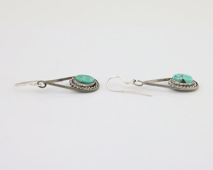 Navajo Dangle Earrings 925 Silver Natural Turquoise Native American Artist C.80s