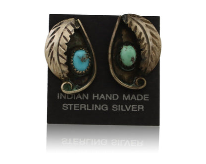 Navajo Earrings 925 Silver Natural Turquoise Native American Artist C.80's