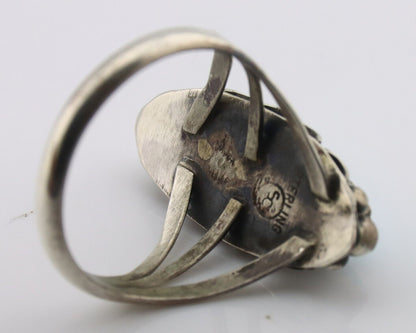 Navajo Ring .925 Silver Sleeping Beauty Turquoise Signed SkyStone Creations C80s