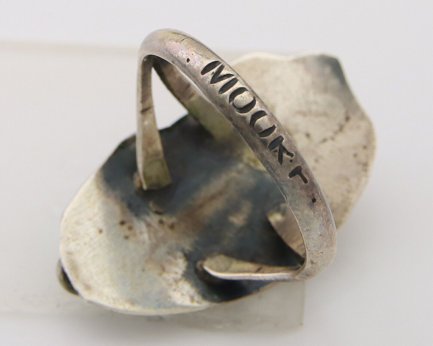 Navajo Ring 925 Silver Turquoise & Coral Artist Signed Moore C.80's