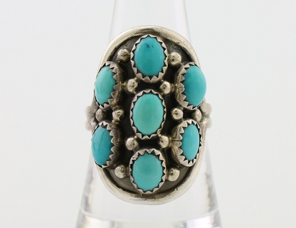 Navajo Handmade Ring 925 Silver Kingman Turquoise Artist Signed R C.80's
