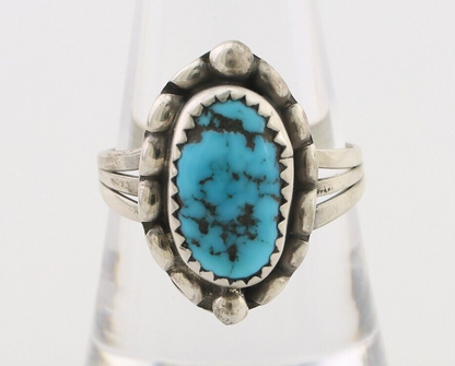 Navajo Ring 925 Silver Sleeping Beauty Turquoise Artist Signed SC C.80's