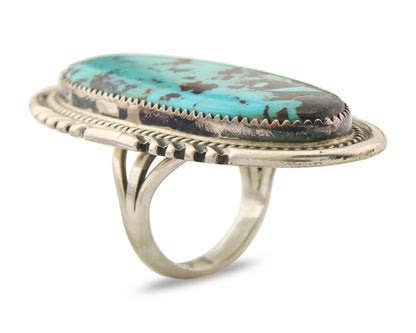 Navajo Ring 925 Sterling Turquoise Signed Begay C.80's Size 7.5