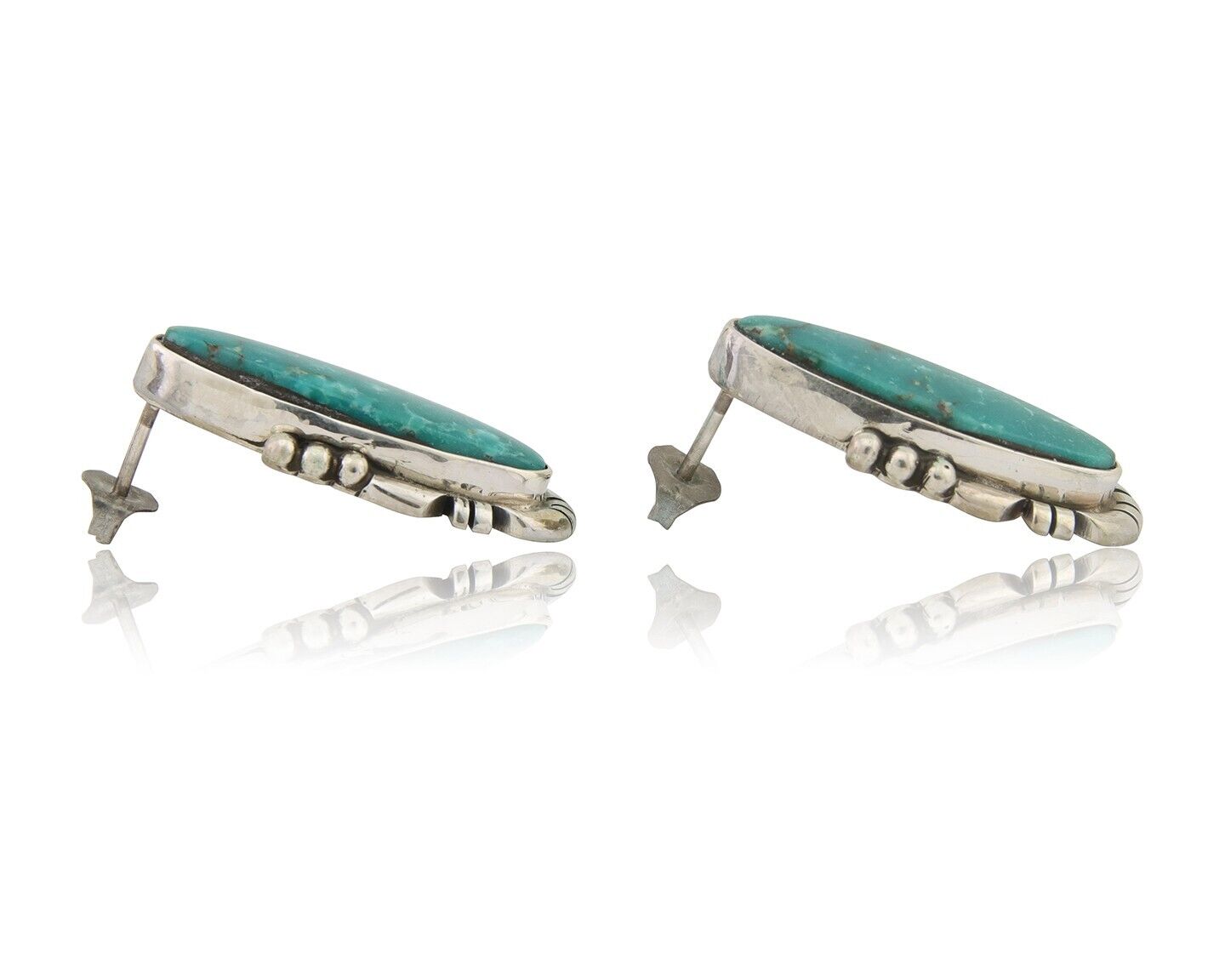 Navajo Dangle Earrings 925 Natural Turquoise Signed Wilson Padilla C.80's