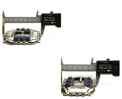 Navajo Belt Buckle .925 Silver Hand Stamped Artist Leonard Platero C.80's