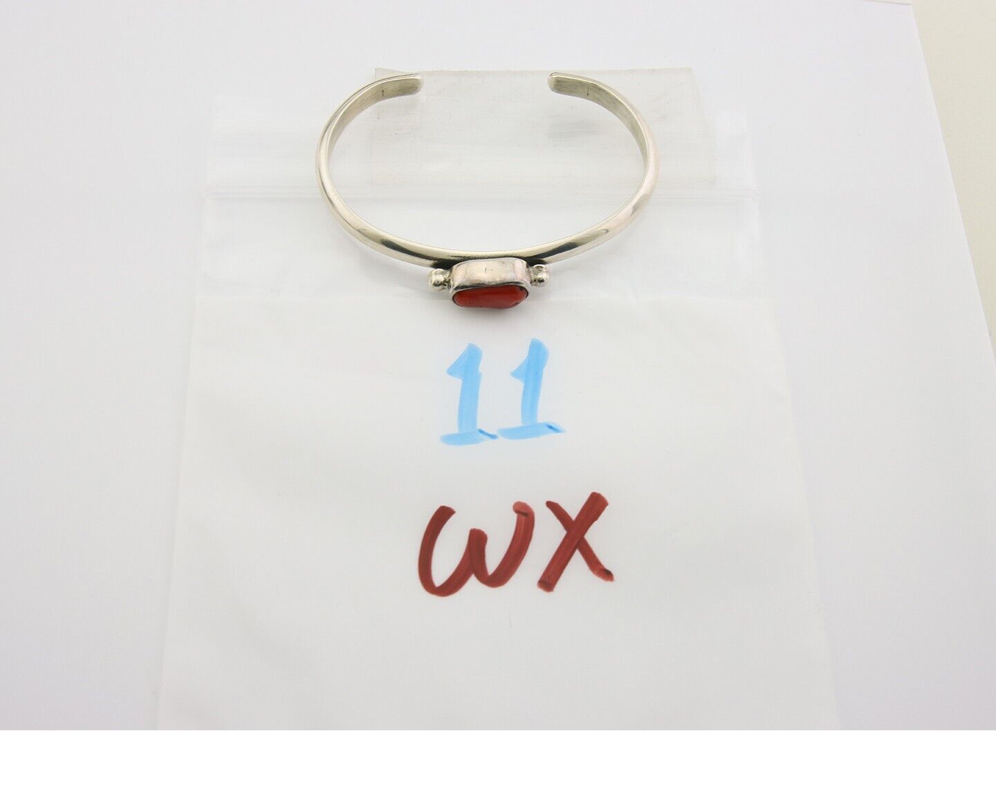 Navajo Bracelet .925 Silver Mediterranean Red Coral Cuff Native Artist C.80's