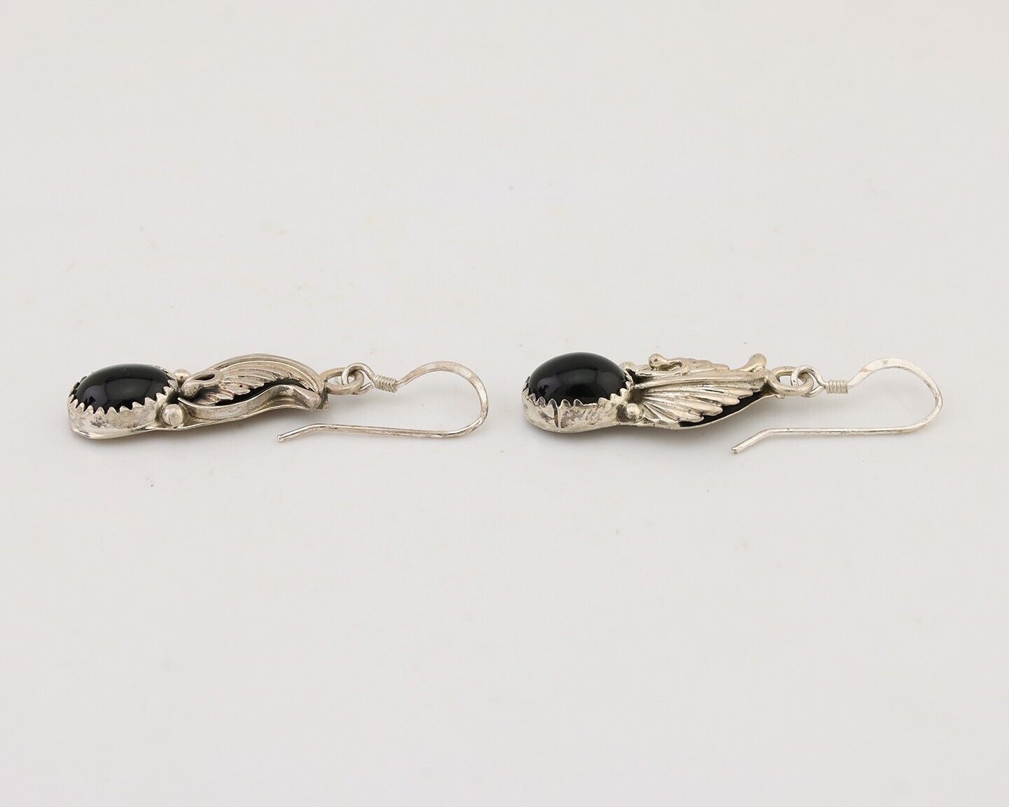Navajo Dangle Earrings 925 Silver Black Onyx Native American Artist C.80's