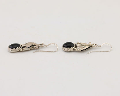 Navajo Dangle Earrings 925 Silver Black Onyx Native American Artist C.80's
