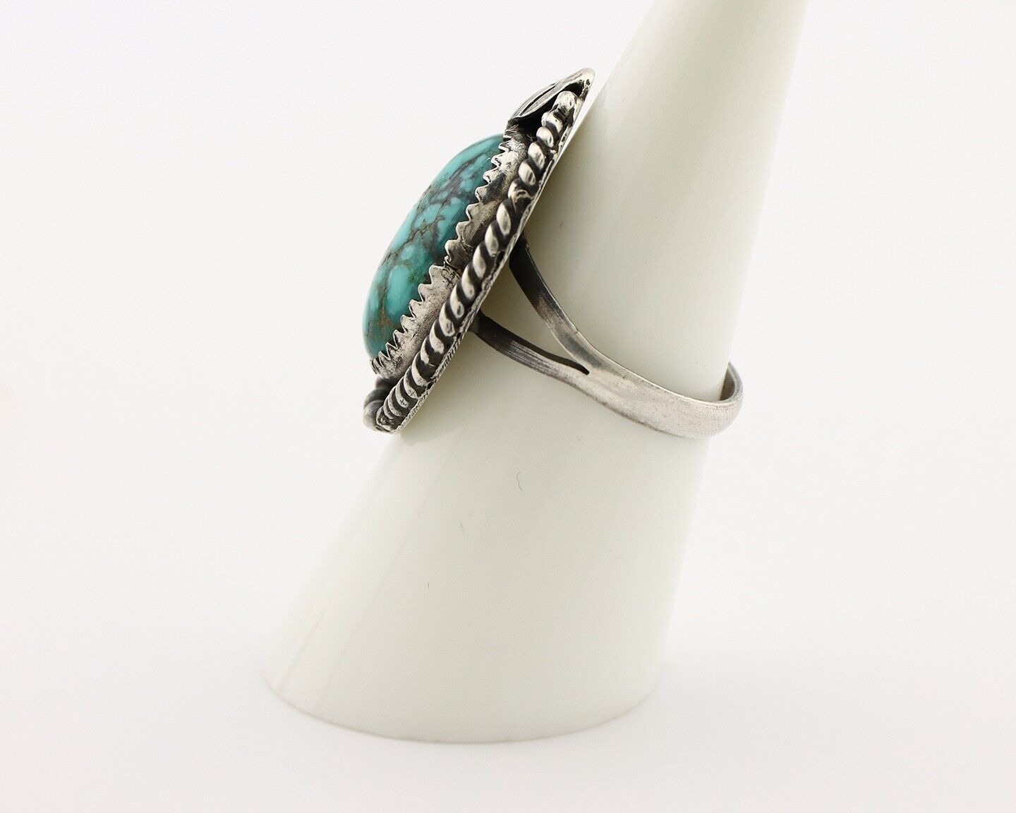 Navajo Handmade Ring 925 Silver spiderweb Turquoise Native Artist C.80's