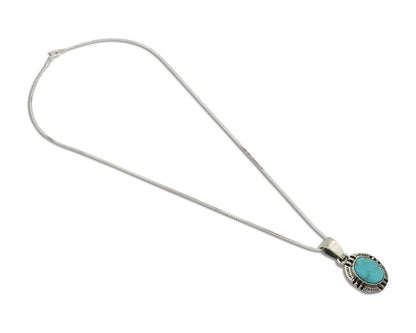 Navajo Necklace 925 Silver Arizona Turquoise Handmade Signed Gecko C.90's