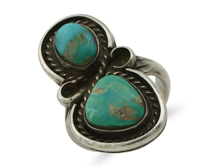 Navajo Ring 925 Silver Natural Blue Turquoise Native American Artist C.80's
