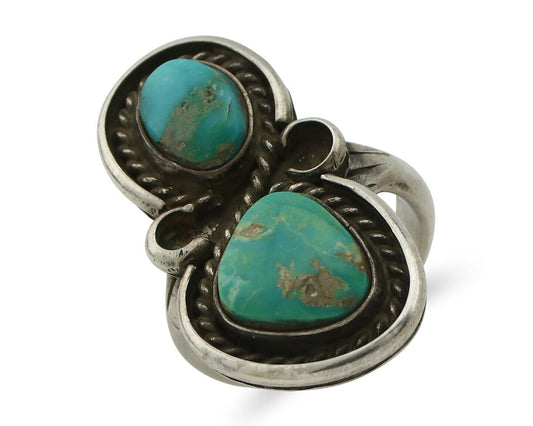 Navajo Ring 925 Silver Natural Blue Turquoise Native American Artist C.80's