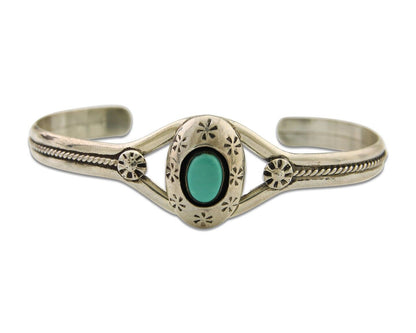 Navajo Bracelet 925 Silver Cuff Turquoise Handmade Native Artist C.80's