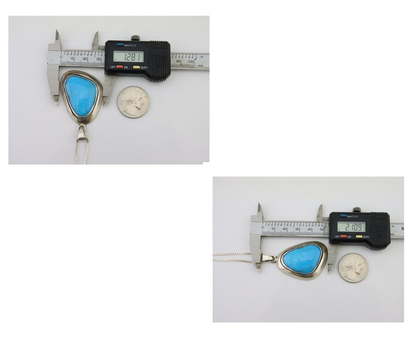 Navajo Necklace 925 Silver Natural Blue Turquoise Native American Artist C.80's