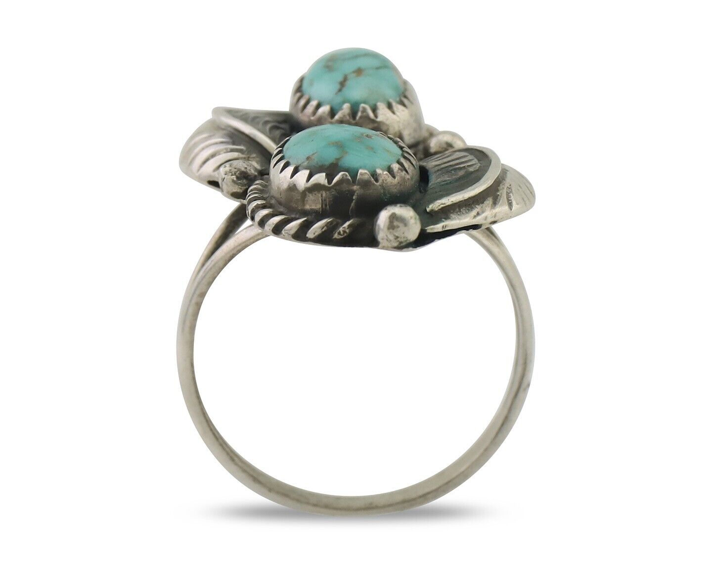 Navajo Ring 925 Silver Blue Gem Turquoise Native American Artist C.80's