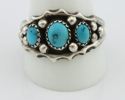 Navajo Ring 925 Silver Blue Turquoise Artist Signed SkyStone Creations C.80's