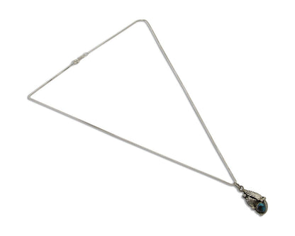 Navajo Necklace 925 Silver Natural Blue Turquoise Artist Signed Yazzie C.80's