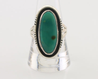 Navajo Ring 925 Silver Natural Green Turquoise Native American Artist C.80's