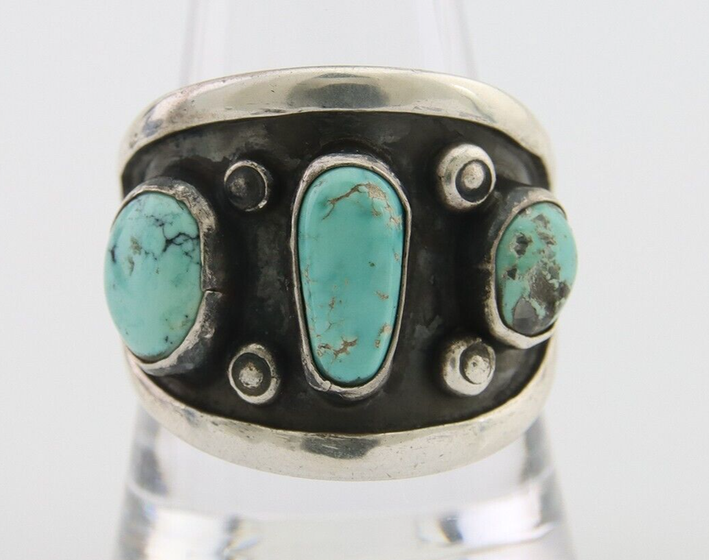 Navajo Handmade Ring 925 Silver Natural Turquoise Native Artist C.80's