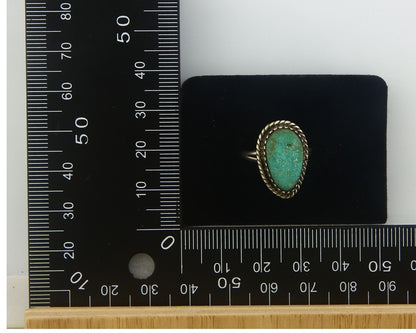 Navajo Ring 925 Sterling Natural Turquoise Native Artist C.80's Size 6.0
