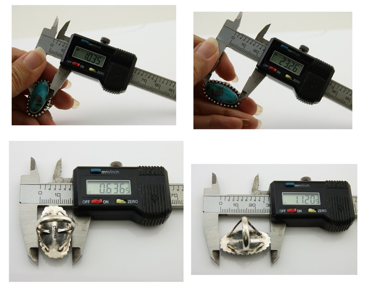 Navajo Shield Ring 925 Silver Arizona Turquoise Native Artist C.80's