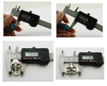 Navajo Shield Ring 925 Silver Arizona Turquoise Native Artist C.80's