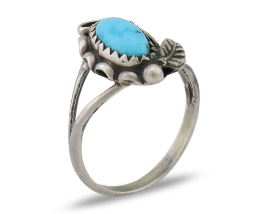 Navajo Handmade Ring 925 Silver Sleeping Beauty Turquoise Artist Signed SC C80s