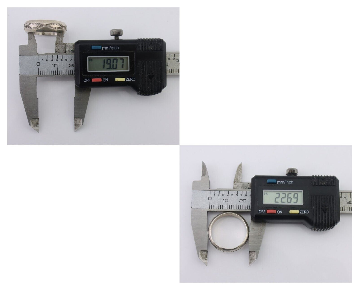 Navajo Hand Stamped Band 925 Silver 6.0 mm Signed Larry Chavez Size 9.25 C.80's