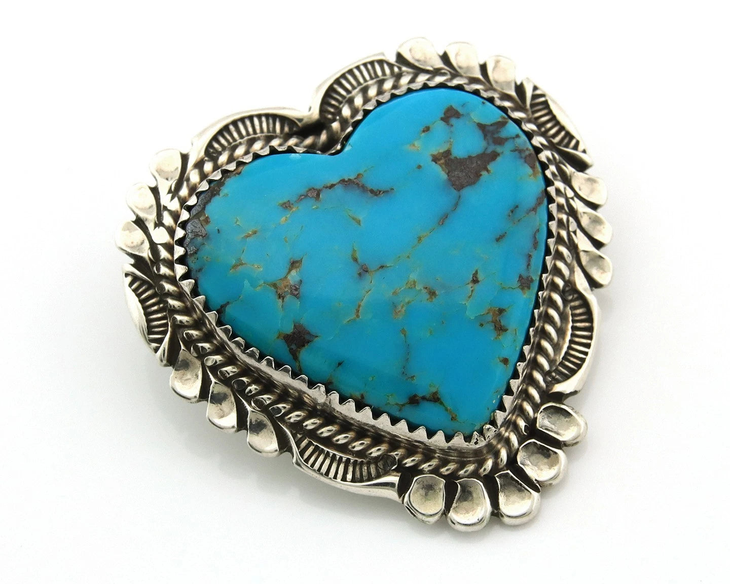 Navajo Handmade Pin Sterling Silver Turquoise Vintage Artist Signed W Denetdale